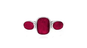 3.30 ct. t.w. Ruby Three-Stone Ring in Sterling Silver
