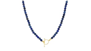 3.5-4mm Lapis Bead Charm-Compatible Toggle Necklace in 18kt Gold Over Sterling