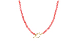 3.5-4mm Pink Coral Bead Charm-Compatible Toggle Necklace in 18kt Gold Over Sterling