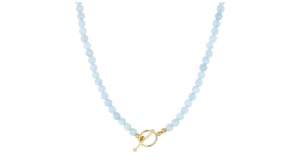 3.5-4mm Aquamarine Bead Charm-Compatible Toggle Necklace in 18kt Gold Over Sterling