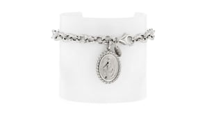 Italian Sterling Silver Miraculous Medal Charm Bracelet