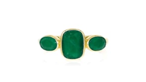 2.80 ct. t.w. Emerald Three-Stone Ring in 18kt Gold Over Sterling