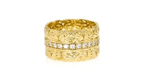 .60 ct. t.w. CZ Byzantine Ring in 18kt Gold Over Sterling