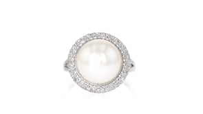 12-12.5mm Cultured Pearl and .90 ct. t.w. White Topaz Ring in Sterling Silver