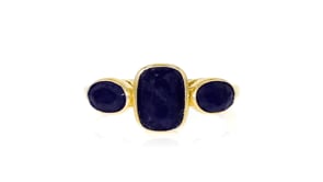 3.30 ct. t.w. Sapphire Three-Stone Ring in 18kt Gold Over Sterling