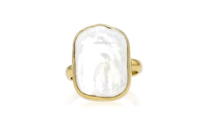 14x18mm Cultured Pearl Ring in 18kt Gold Over Sterling