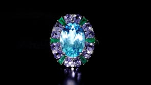 7.25 Carat Swiss Blue Topaz and 2.80 ct. t.w. Multi-Gemstone Ring with Diamonds in 18kt White Gold