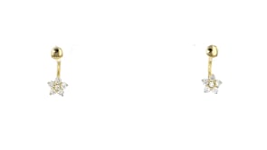 Lab-Grown Diamond Flower U-Hoop Earrings in 14kt Yellow Gold