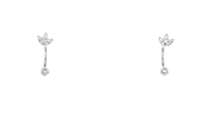 Diamond Flower U-Hoop Earrings in Sterling Silver