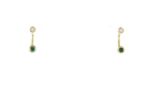 Emerald and Lab-Grown Diamond U-Hoop Earrings in 14kt Yellow Gold