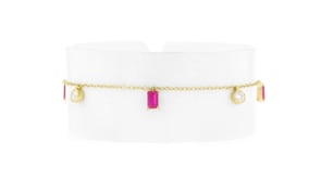 .90 ct. t.w. Lab-Grown Ruby and .20 ct. t.w. Lab-Grown Diamond Station Bracelet in 18kt Gold Vermeil