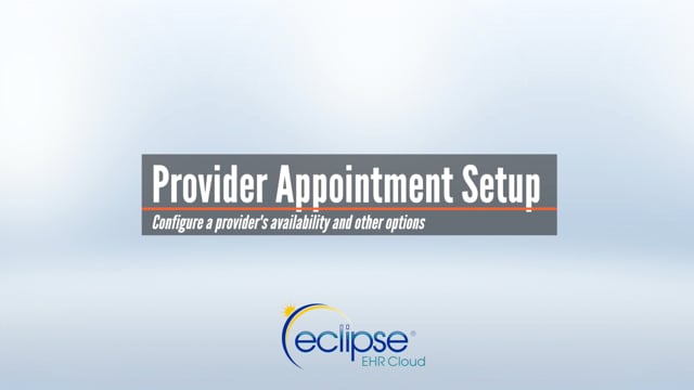 Appointments - Provider Setup