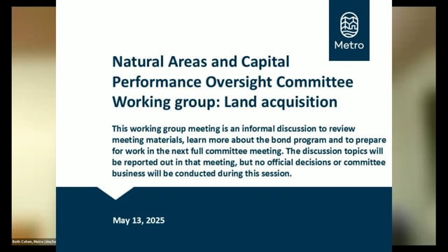 May 13, 2025, PN oversight committee land acquisition working group on Vimeo