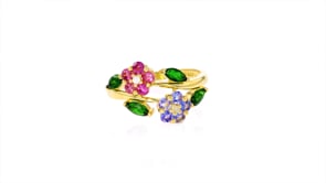 93 ct. t.w. Multi-Stone Flower Ring in 18kt Yellow Gold Over Sterling