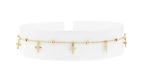 10kt Yellow Gold Cross Station Anklet