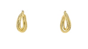 Italian 10kt Yellow Gold Double-Oval Twisted Hoop Earrings