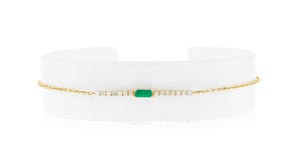 .10 Carat Emerald and .11 ct. t.w. Diamond Bar Bracelet in 14kt Yellow Gold