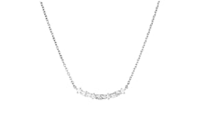 .15 ct. t.w. Round and Baguette Diamond Curved Bar Necklace in Sterling Silver
