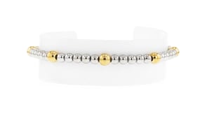 Italian 4-5mm Sterling Silver and 18kt Gold Vermeil Bead Stretch Bracelet