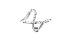 Bezel-Set Diamond Wave Ring in Sterling Silver