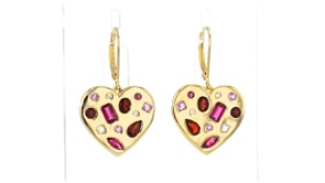 2.78 ct. t.w. Multi-Gemstone Heart Drop Earrings in 18kt Gold Over Sterling