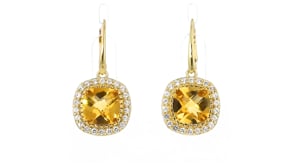 7.50 ct. t.w. Citrine and 1.30 ct. t.w. White Topaz Drop Earrings in 18kt Gold Over Sterling