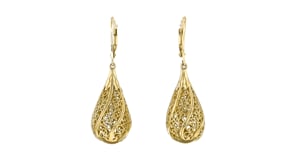18kt Gold Over Sterling Filigree Teardrop Earrings