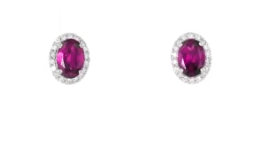 1.90 ct. t.w. Rhodolite Garnet Earrings with .22 ct. t.w. Diamonds in Platinum