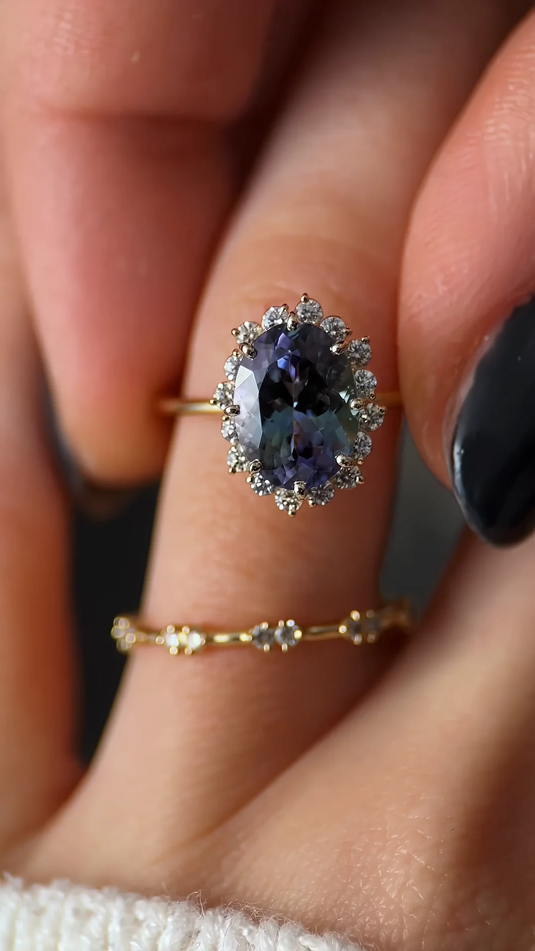 Sapling Ring, 2.66ct. Bicolor Purple and Aqua Tanzanite | Melanie