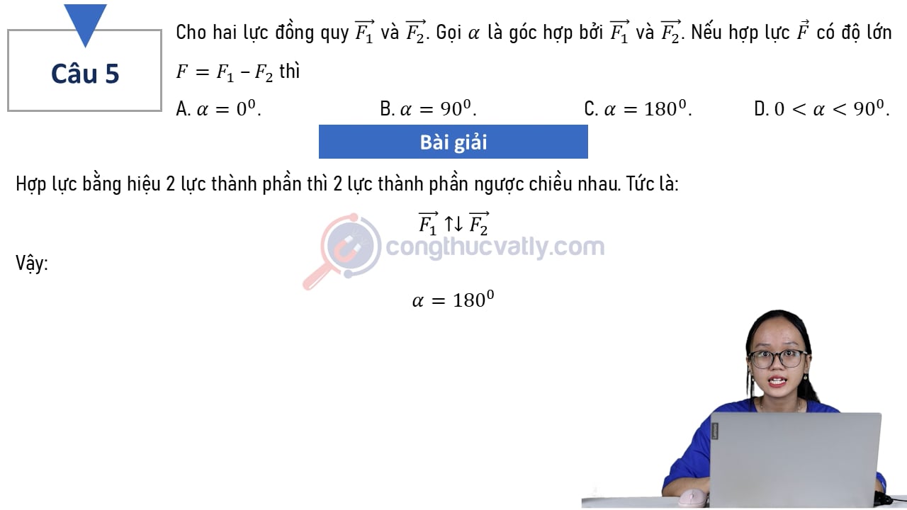 Cho hai lực đồng quy vectơ F1 và vectơ F2.