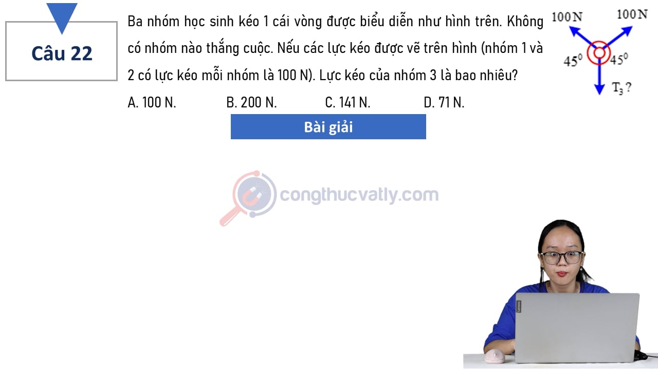 Ba nhóm học sinh kéo 1 cái vòng được biểu diễn như hình trên. Không có nhóm nào thắng cuộc.