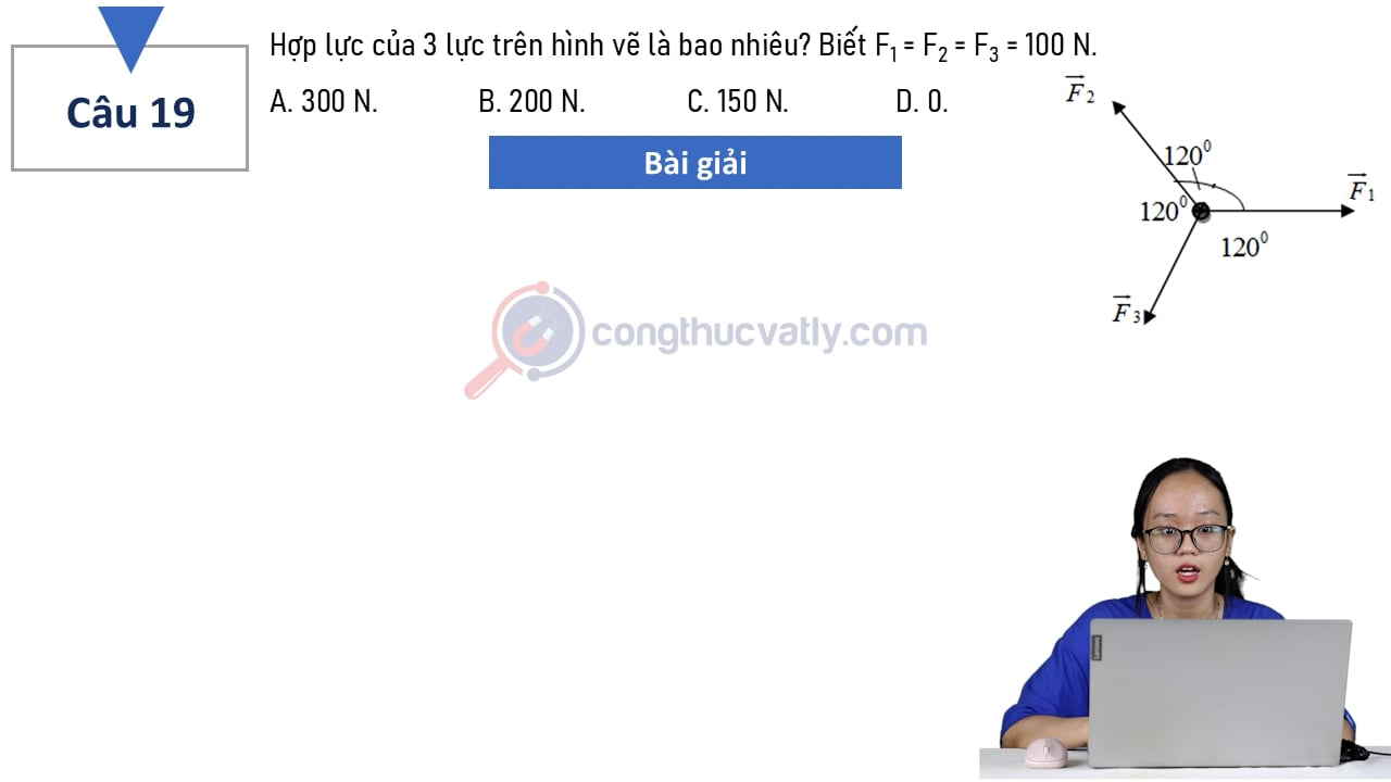 Hợp lực của 3 lực trên hình vẽ là bao nhiêu?