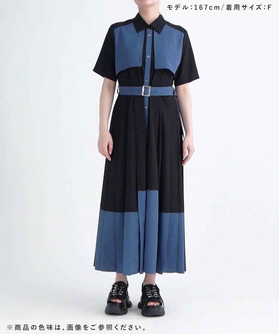 89美品 HARE プリーツ ワンピース HARE（ハレ）の「プリーツキリカエワンピース(HARE)（ワンピース