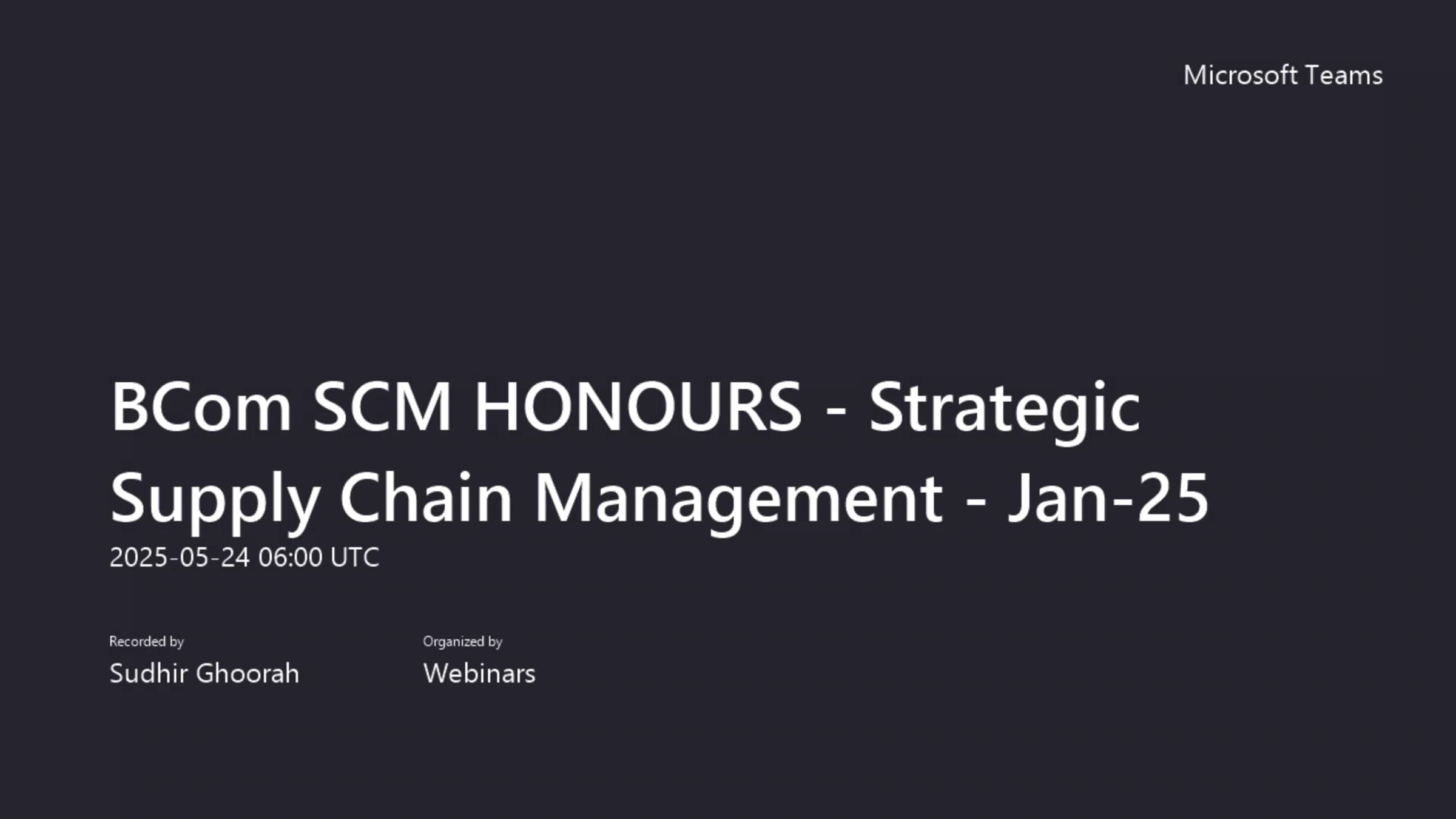 BCom SCM HONOURS - Strategic Supply Chain Management - Jan-25-20250524 ...