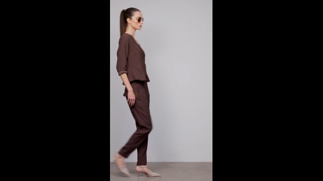 Blusa Crepe Patou Café Livia