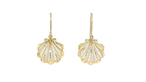 Italian 14kt Yellow Gold Scallop Seashell Drop Earrings