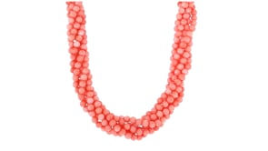 4-4.5mm Pink Coral Bead Torsade Necklace with Sterling Silver