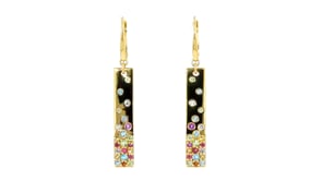 1.30 ct. t.w. Multi-Gemstone Scattered Bar Drop Earrings in 18kt Gold Over Sterling