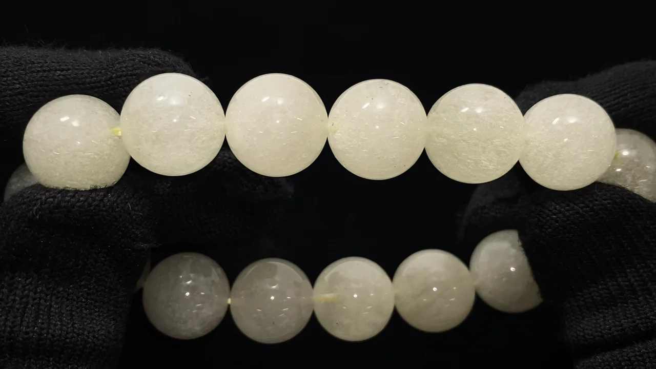 リビアングラス ラウンド13.5mm 1連(ブレスレット) NO.35【1点もの 