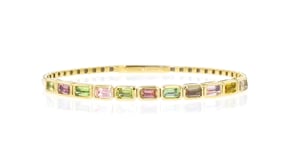 3.80 ct. t.w. Pink and Green Sapphire Bracelet in 14kt Yellow Gold