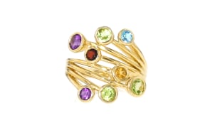 1.10 ct. t.w. Bezel-Set Multi-Gemstone Wrap Ring in 18kt Gold Over Sterling