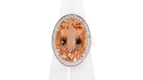 14.00 Carat Morganite Ring with .42 ct. t.w. Diamonds in 14kt Rose Gold