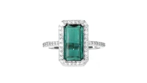 2.50 Carat Green Tourmaline Ring with .37 ct. t.w. Diamonds in 14kt White Gold