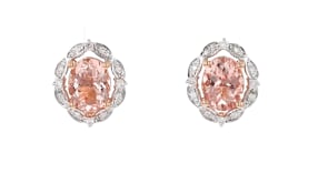 3.20 ct. t.w. Morganite and .28 ct. t.w. Diamond Earrings in 14kt Rose Gold