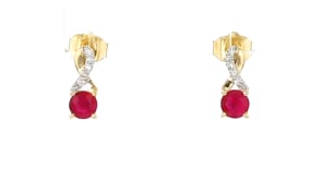 .50 ct. t.w. Ruby Earrings with Diamonds in 14kt Yellow Gold