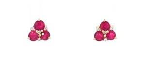 .70 ct. t.w. Ruby Trio Earrings with Diamonds in 14kt Yellow Gold