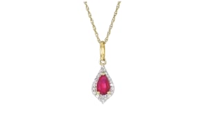 .40 Carat Ruby Pendant Necklace with Diamonds in 14kt Yellow Gold