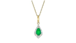 .30 Carat Emerald Pendant Necklace with Diamonds in 14kt Yellow Gold