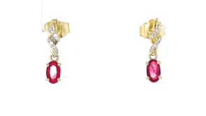 .40 ct. t.w. Ruby Swirl Drop Earrings with Diamonds in 14kt Yellow Gold