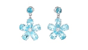 17.20 ct. t.w. Sky and London Blue Topaz Flower Drop Earrings with .20 ct. t.w. White Topaz in Sterling Silver